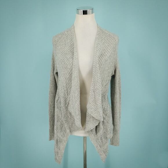Moth Anthropologie Size Small S Gray Pointelle Open Cotton Cashmere Cardigan - Picture 1 of 6